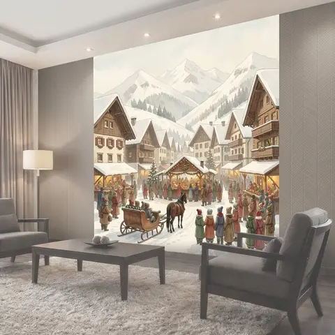 Фотообои Зимняя ярмарка в Альпах