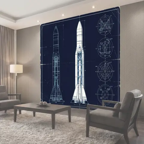 Фотообои Космическая ракета в чертежах