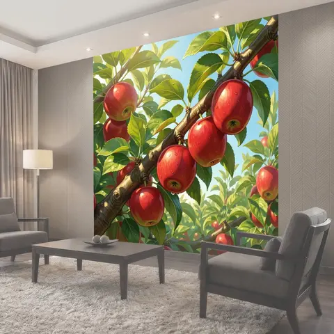 Фотообои Красные яблоки на ветвях
