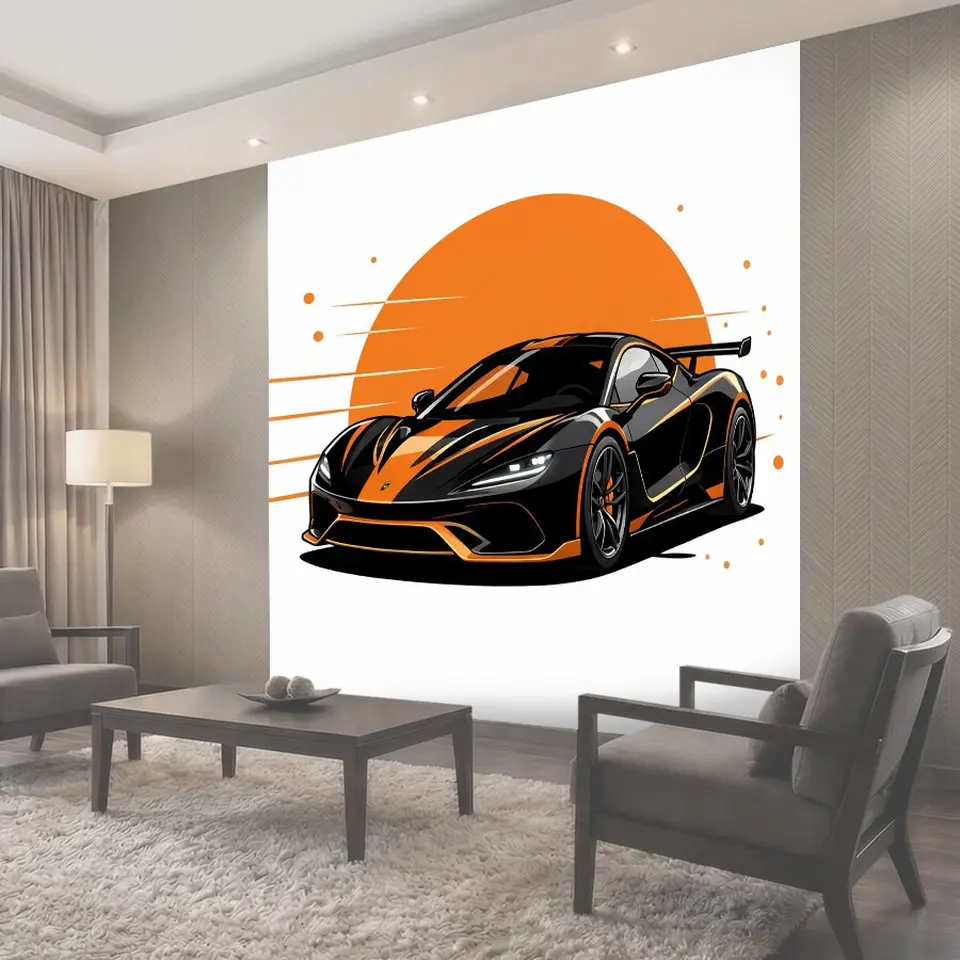 Фотообои Черно-оранжевый спортивный автомобиль