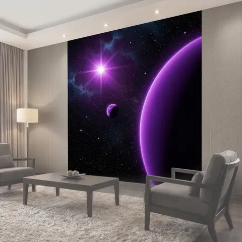 Фотообои Фиолетовые планеты в космосе