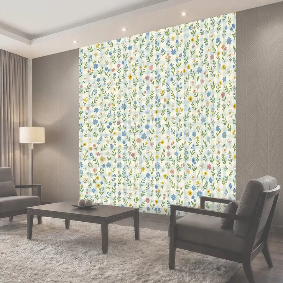 Фотообои Полевые цветы на светлом фоне