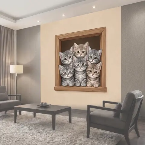 Фотообои Серые котята в окружении