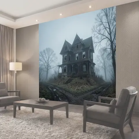 Фотообои Старинный мрачный дом в тумане