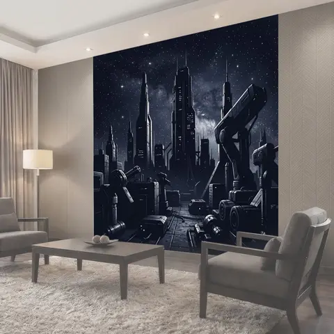 Фотообои Космический город и оружие