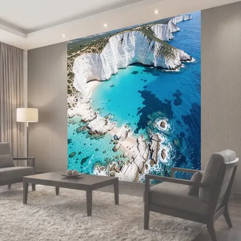 Фотообои Белые скалы и бирюзовая бухта
