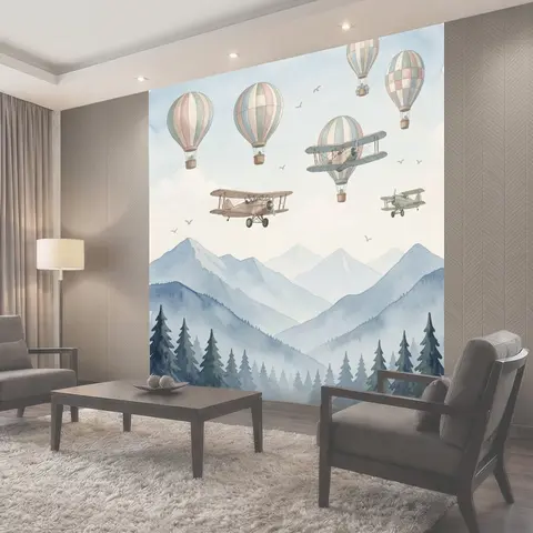 Фотообои Небесные дирижабли над горами