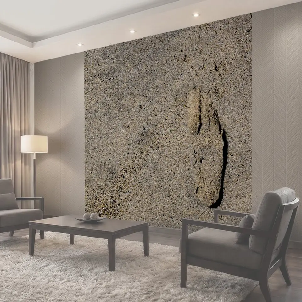 Фотообои След на песке В заявлении говорится, что путешествие в 1000 миль начинается с одного шага