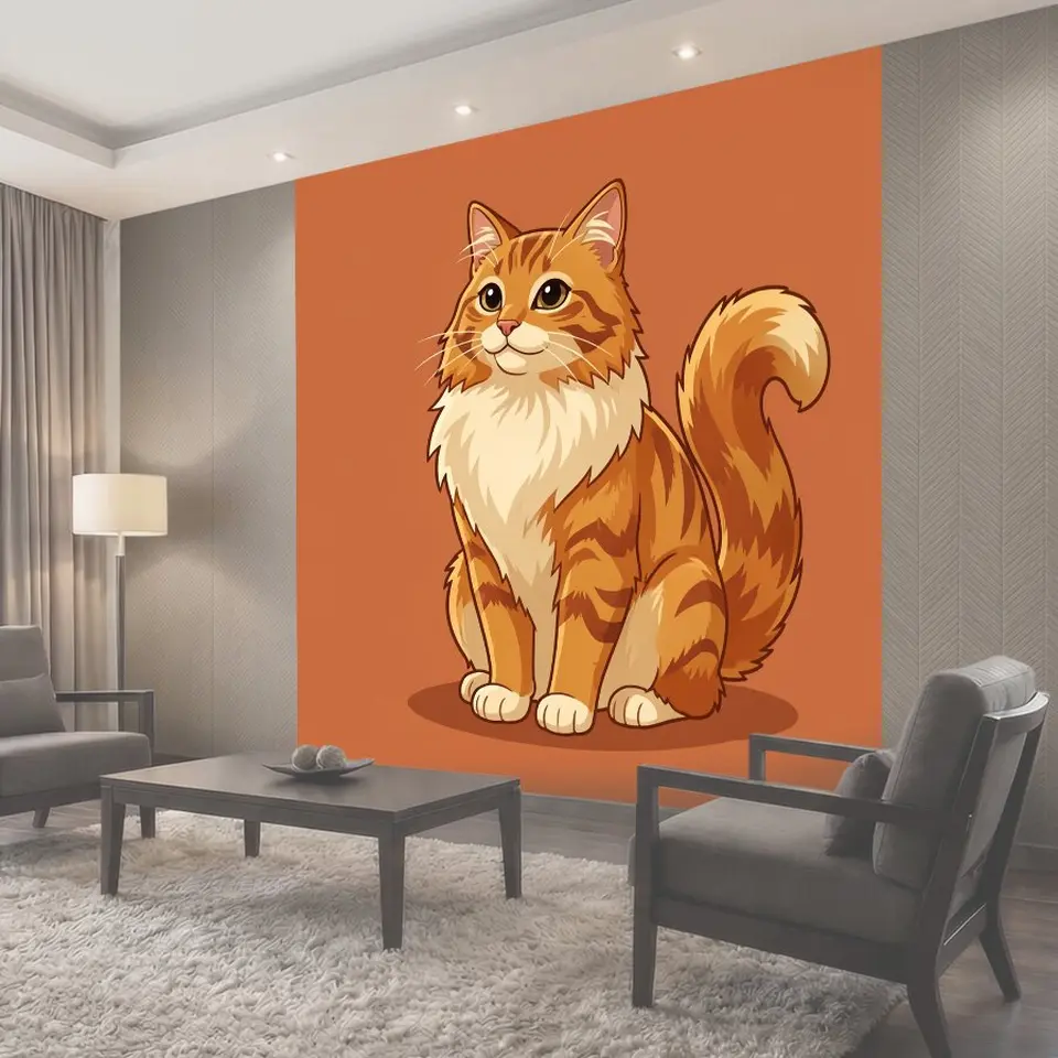 Фотообои Рыжий пушистый котик