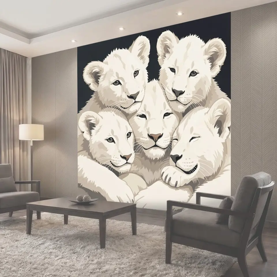Фотообои Пять львят в объятиях