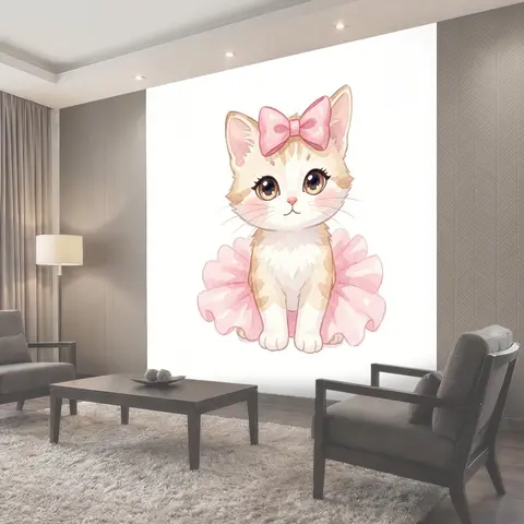 Фотообои Милый котёнок с бантом