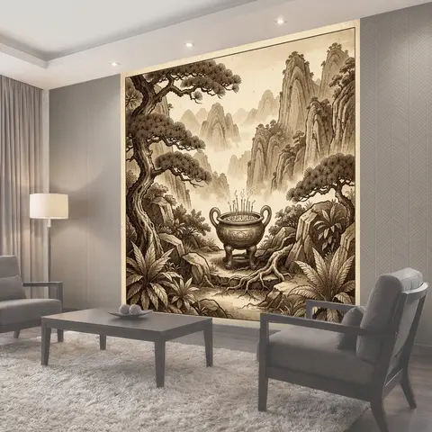 Фотообои Восточный пейзаж с курильницей