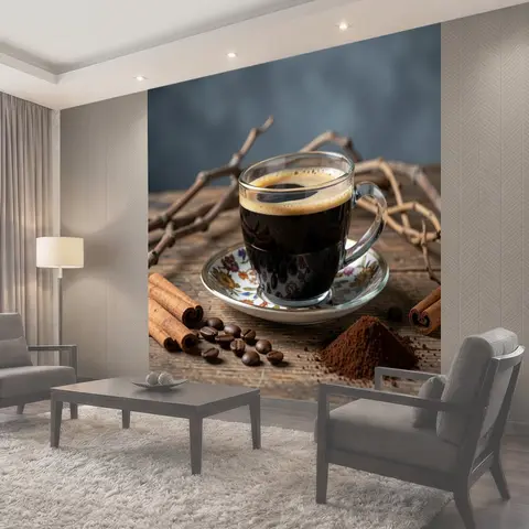 Фотообои Кофе с корицей и зернами