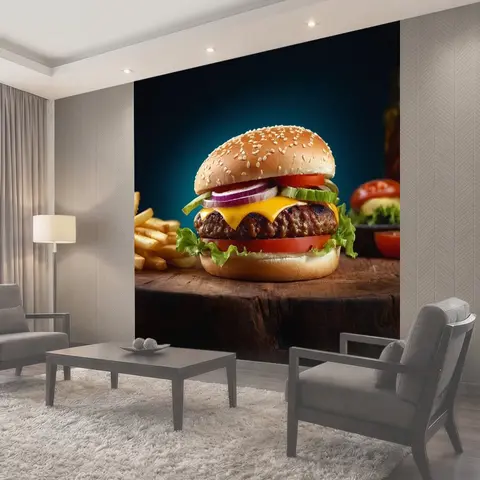 Фотообои Большой гамбургер быстрое питание еда