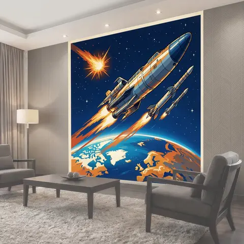 Фотообои Ракеты над Землей в космосе