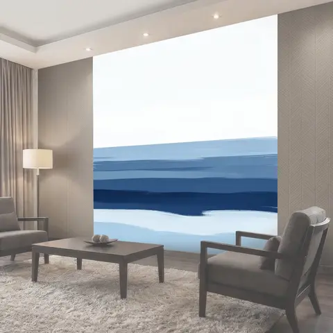 Фотообои Абстрактный морской горизонт в синих тонах