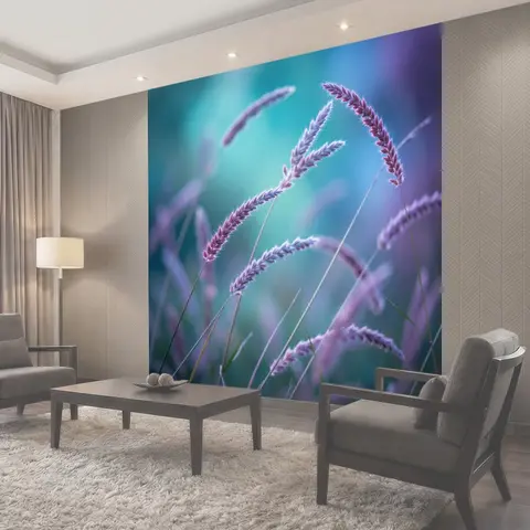Фотообои Нежные колосья в сиреневом свете