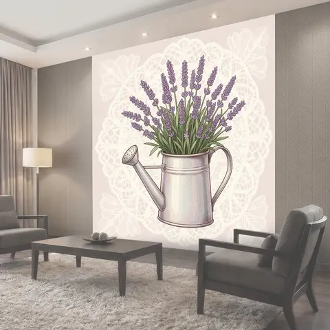 Фотообои Лаванда в металлическом кувшине