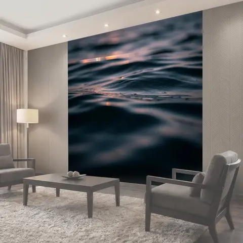 Фотообои Тёмные морские волны на закате