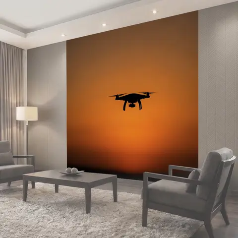 Фотообои Дрон на закатном небе