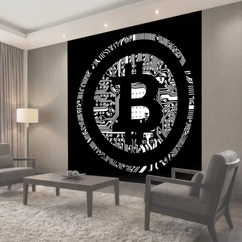 Фотообои Bitcoin, btc, криптография