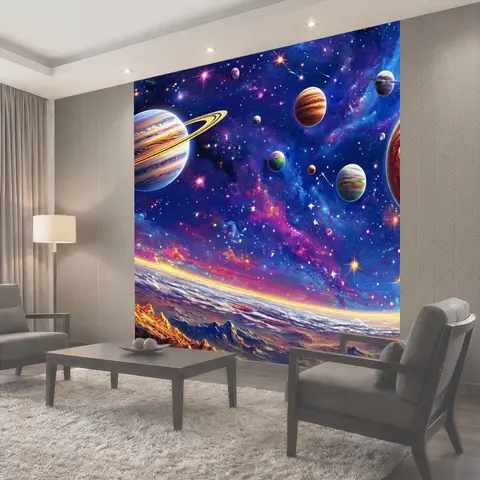 Фотообои Изображение космоса, space illustration, звезды и планеты, галактические пейзажи, вселенная, космические…