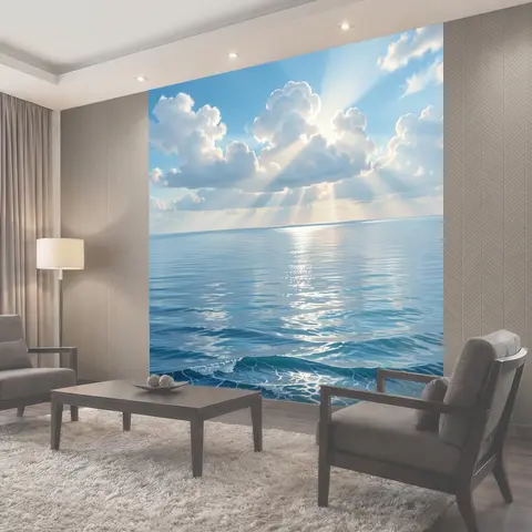 Фотообои Солнечные лучи над морем
