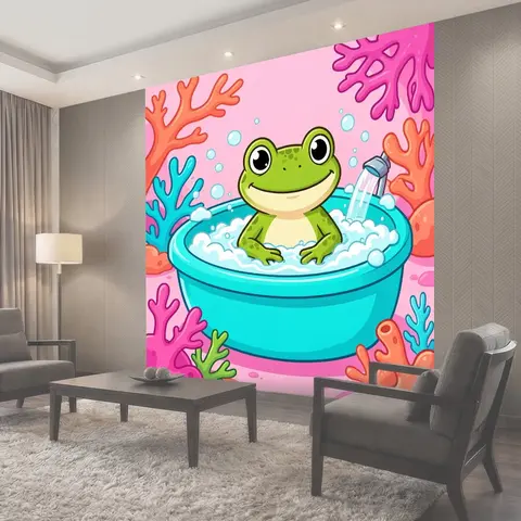 Фотообои Лягушка в джакузи среди кораллов