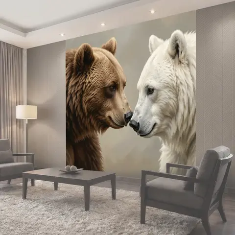 Фотообои Два медведя нос к носу