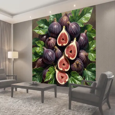 Фотообои Спелый инжир с листьями