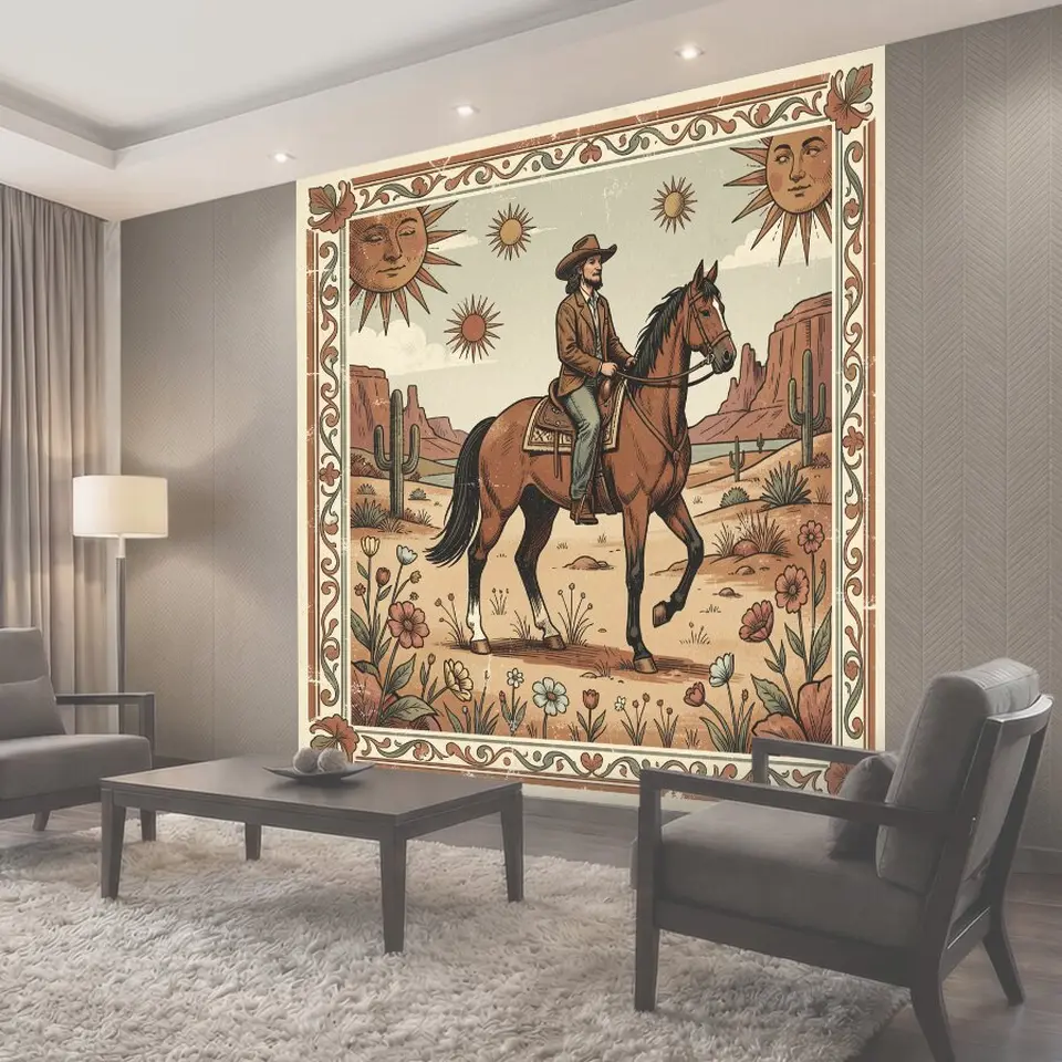 Фотообои Ковбой верхом в пустыне