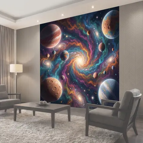 Фотообои Космическая спираль и планеты