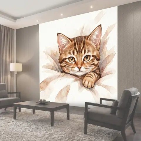 Фотообои Котёнок с лапками в лучах