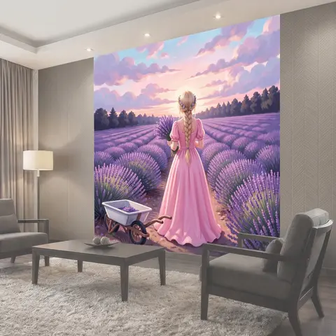 Фотообои Девушка в лавандовом поле