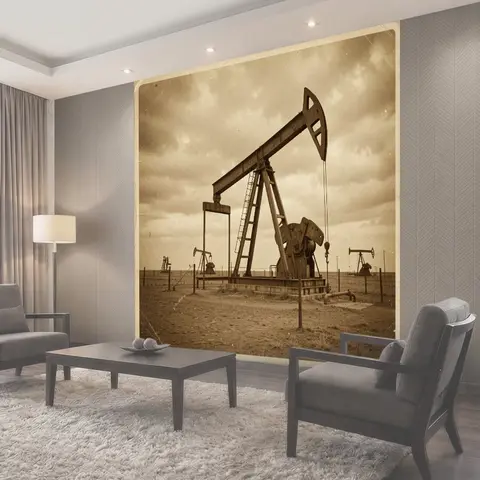 Фотообои Индустриальные насосы под облаками