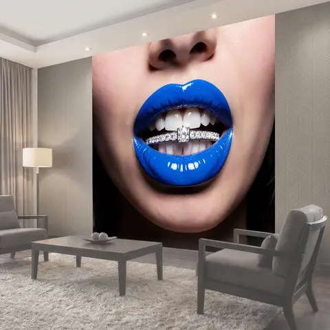 Фотообои Женские губы с бриллиантом