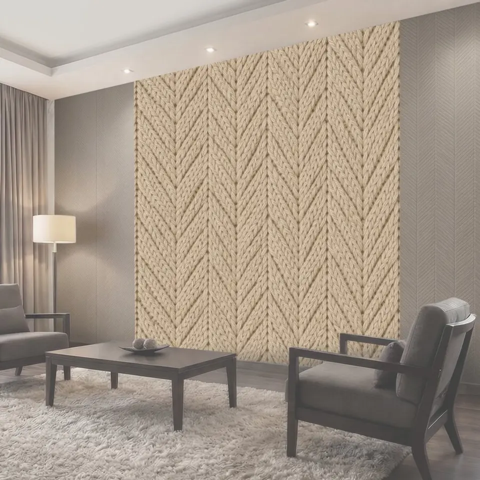 Фотообои Бежевая вязка елочкой