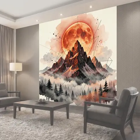 Фотообои Лунный горный пейзаж