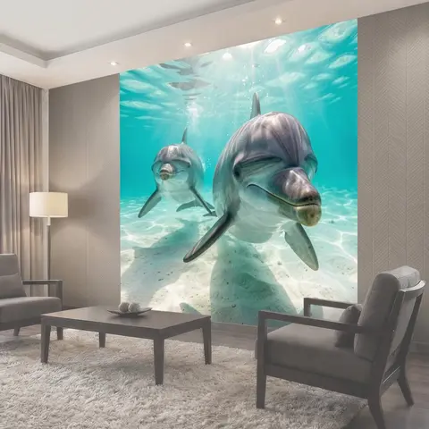 Фотообои Дельфины в прозрачной воде