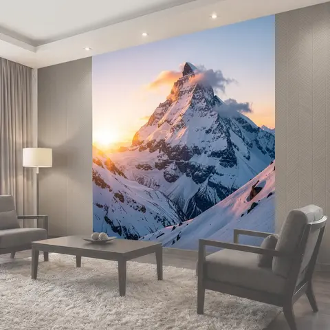 Фотообои Снежная вершина в лучах заката