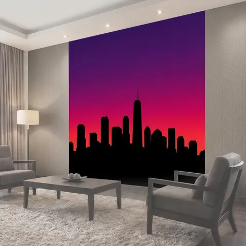 Фотообои Силуэт города на закате