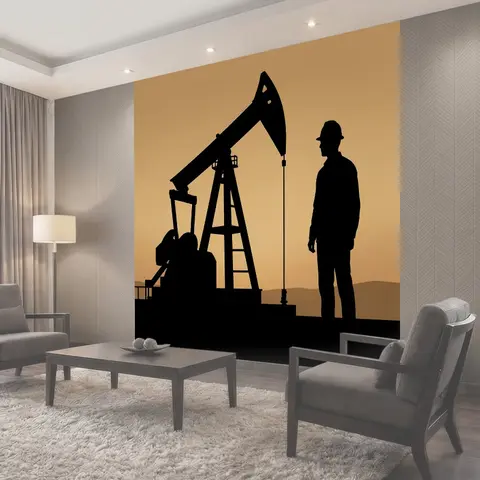 Фотообои Нефтяник у качалки на закате