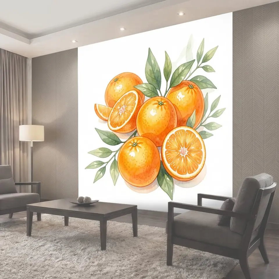Фотообои Цитрусовые ветви с апельсинами