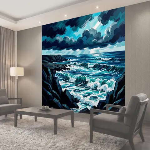 Фотообои Бурное море под грозовыми облаками