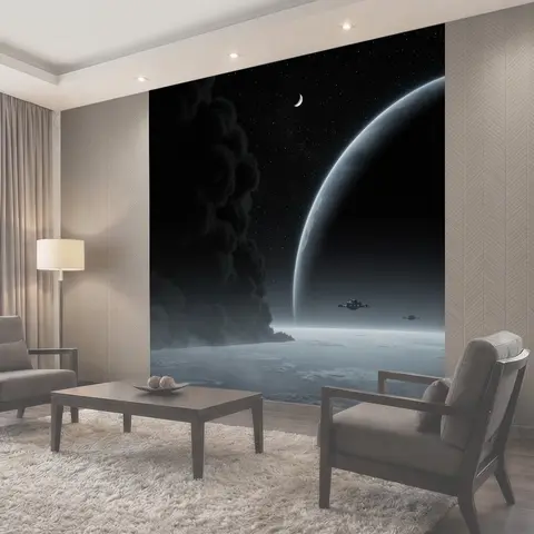 Фотообои Космос с планетой и кораблями