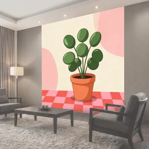 Фотообои Зелёное растение в терракотовом горшке