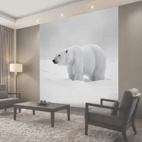 Фотообои Белый медведь на снегу