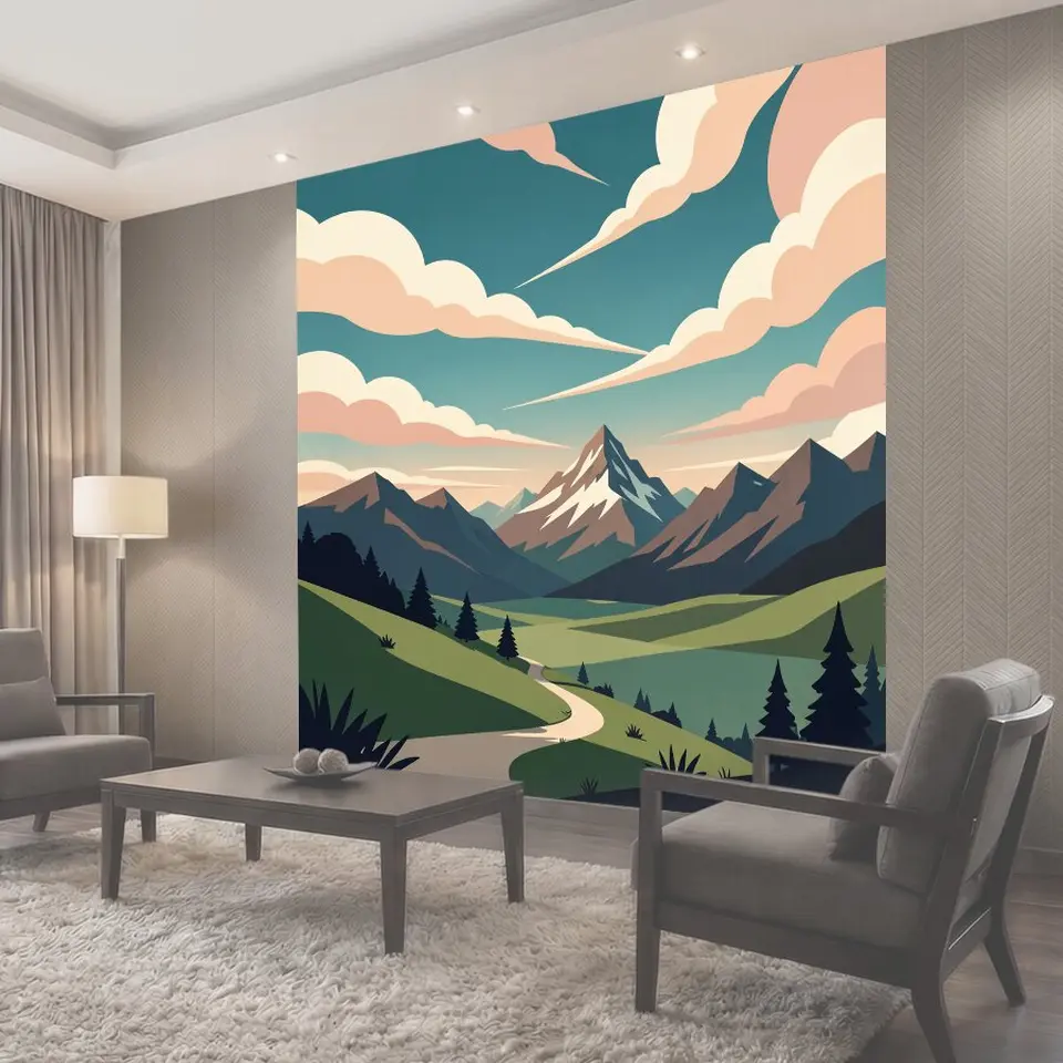 Фотообои Горный пейзаж с извилистой тропой