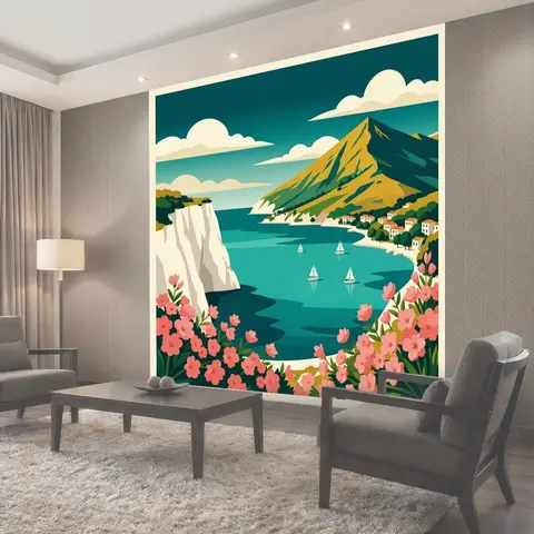 Фотообои Морская бухта у гор