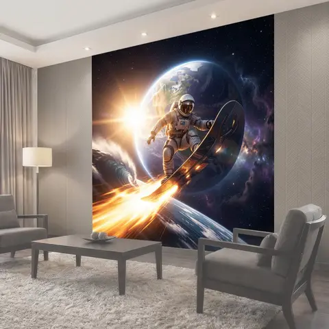 Фотообои Космический серфер у Земли